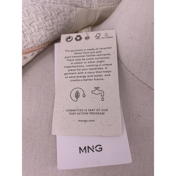 NWT Mango Ivory Double-Breasted Tweed Blazer Pearl Gold Buttons XS - Picture 10 of 16